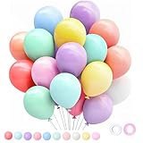 100 Stück Makronen Luftballon Pricl,100% Reiner NATURLATEX, 10 sortierte helle Farbe Ballons, 12 Zoll (30cm) Makronen Ballons, Regenbogen Ballons für Geburtstag Babyparty Hochzeit Baby Shower Deko