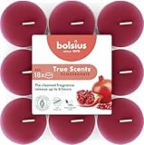 Bolsius - True Scents - 18 Duft theelichter - Granatapfel - Lange Brenndauer von 6 Stunden - Durchmesser 39 mm – Natürliche Extrakte – Enthält Veganes Wachs – Ohne Palmöl