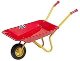 Izzy Metall Kinderschubkarre, Kinder ab 2 Jahren, Schubkarre für den Garten Gummi Sicherheitsgriffe Tragfähigkeit bis zu 35 kg Sehr Stabil - Rot - 73D x 39B x 37H cm