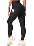 INSTINNCT Damen Slim Fit Hohe Taille Sportshort Lange Leggings mit Bauchkontrolle Booty Stil mit Taschen - Schwarz L