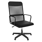 FIVMEN Bürostuhl Ergonomisch Schreibtischstuhl 360° Drehstuhl Höhenverstellbarer Chefsessel Computerstuhl mit Stahl Armlehnen und Mesh Rückenlehne Office Chair PC Stuhl, Schwarz