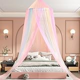 Apritsce Moskitonetz Bett, Betthimmel Mädchen, Regenbogen Baldachin für Doppelbett Einzelbett, Baldachin Kinderzimmer, Himmelbett Vorhänge für Reisen und zu Hause Indoor Outdoor