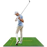 LIFEZEAL Golf Übungsmatte, Abschlagmatte Golf mit 6 Abschlagpositionen, Outdoor Sports Golf Training Rasenmatte mit 2 Golf-Tees & 90cm Richtungsstöcken, Golf Trainingshilfen (152 x 92 x 2 cm)