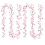 2 Stück Künstliche Kirschblüten Girlande Blumenranke, Blumengirlande Deko, Kirschblütengirlande, Künstliche Blumengirlande Deko, Rosa Party Hochzeit Deko Künstliche, Kirschblüten Deko(Hellrosa, 3,6M)