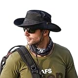 Lanly Sonnenhut Unisex Herren Damen Safari Hut UV Schutz Faltbar Wanderhut Gartenhut Sommerhut Outdoor Fischerhut Buschhut (Schwarz)