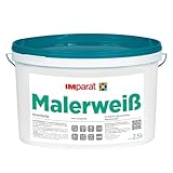 IMparat Malerweiß | weiß, 2,5 Liter | matte Wandfarbe | atmungsaktiv | Innenfarbe | waschbeständige Wohnraumfarbe | hohe Deckkraft | ideale Renovierfarbe | sehr ergiebig | Profi-Qualität ab Werk