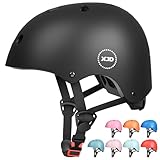 XJD Fahrradhelm Kinder Jugend Kinderhelm Einstellbare Skateboard Helm Skaterhelm für Fahrrad Skateboard Scooter Roller Kinderfahrradhelm für 3-13 Alt Mädchen und Jungen (S: 51-54 cm, Schwarz)