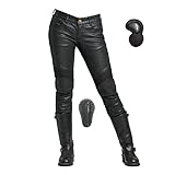 YIJOY Damen Motorradhose, Jeans Stretch Wind Und wasserdichte Beschichtung, Mit Abnehmbaren Knieschützern, Hüftschützern, Motorradschutzhose, Moped Scooter Regen Bikerhose (Black,M)