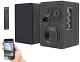 auvisio Aktivboxen: Aktives Stereo-Regallautsprecher-Set, Holz-Gehäuse, Bluetooth 5, 120 W (HiFi Lautsprecher, Lautsprecher Aktiv, Lautsprecherkabel)