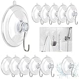 Pifohsm 12 Stück Saugnapf Haken Set Ohne Bohren, Ø 45mm Vakuum Haken, Saughaken Extra Stark, Haken mit Saugnapf, Saugnäpfe für Fenster, Transparente Saugnäpfe mit Haken für Küche, Bad und Fenster