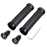 Topcabin® Fahrradgriffe, doppelseitig verriegelnde Lenkergriffe für Standardfahrräder, Mountainbikes, BMX-Räder, Aluminium Lenkerendkappen schwarz