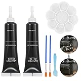 BUDOCI Leder Reparatur Set Schwarz, Kunstleder Reparaturset Lederreparaturset Schwarz Flüssigleder Vinyl Repair Kit für Auto Lederlenkrad Sofa Jacke Geldbörse Gürtel Schuhe Kunstleder Kratzer Risse