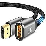 DGHUMEN 8K DisplayPort Kabel 1.4 2M, DP Kabel (8K @ 60Hz, 4K @ 120Hz), Display Port zu Display Port Kabel, DP auf DP Kabel mit Nylon Geflochten Kompatibel für Laptop, PC, TV, Gaming Monitor ect-Grau