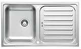 Respekta Riverside Edelstahl Spülbecken / 1 Becken Einbauspüle in ‎86 x 50 cm/Edelstahlspüle mit Abtropffläche geeignet für Unterschränke ab 50 cm Breite
