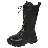 Hohe Stiefel Mädchen Schneestiefel mit Zipper,Schneestiefel Kinder Weiche Sohle Lederstiefel Kinderschuhe Ideal für Den Täglichen Gebrauch, Stilvolle Flache Stiefel für Kinder