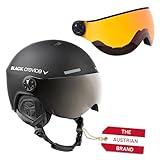 Black Crevice Skihelm Arlberg mit 2 Visier, matt schwarz/grau, M/L (58-61)