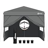 Sekey Pavillon 3x3 mit 4 Seitenteile, Faltpavillon Wasserdicht Stabil Winterfest, Pop Up Pavillon Faltbar für Camping, Festival, Events, Picknicks, Partyzelt Gartenzelt mit 4 Sandsäcke, Grau