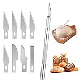 MBAIYO Bäckermesser, Brot Bäcker Cutter mit 8 Klingen,4 Stile Baguettemesser Edelstahlgriff Teig Rasiermesser mit Kunststoff Schutzhülle Teigmesser Brotmesser für DIY Brotteig Muster Ritzmesser