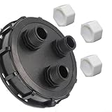 Oniissy IBC-Adapterkappe mit 2,5 cm Außengewinde – für DN150/163 mm IBC-Tanks – Lagertankabdeckung Wasserhahn Regentonne – Lagertank-Schlauchverschraubungsteile (3 Loch mit Abdeckung)
