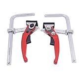 awolsrgiop 2 Stück Zwinge Führungsschiene 160mm Kapazität, Einhandzwinge mit Hebelgriff, Schnellspannzwinge mit 485lbs Spannkraft, 40CR Stahl Tischzwinge für Schleifen & Schweißen, Rot & Silber