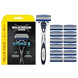 Wilkinson Sword - Hydro 5 Rasierer für Männer, Rasiergriff + 13 Rasierklingen, Feuchtigkeitsspendende Gel-Pools und umklappbarer Trimmer