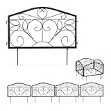 Relaxdays Beetzaun, 4-teilige Beetumrandung für Garten, Steckzaun Eisen, antik, Ornamente, HxB: 33 x 225 cm, schwarz