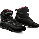 SHIMA EXO Motorrad Schuhe Herren Leder ATOP Verschluss Motorradstiefel Protektoren Sneaker Rutschfeste Sohle Knöchelstütze Seitlicher Bikerboots (Schwarz, 44)