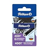 Pelikan Standard-Tintenpatronen 4001 Tinte Brillant-Schwarz, 12 Stück