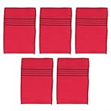 Jonikuper Peeling-Bad-Waschlappen für Körperpeeling, weiche Duschtücher mit mildem Peeling, Polyester-Baumwoll-Strick, Rosenrot und Gelb, 5 Stück (Rosarot)