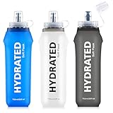 SLUXKE Faltbare Trinkflasche 3 Pack, Kollabierbare Wasserflasche TPU Soft Flask 750 ml, Tragbare Sport Trinkflasche BPA Frei zum Wandern Joggen Camping Fitness Radfahren Klettern