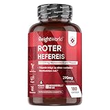 Roter Hefereis - 290mg pro Kapseln - 6 Monate Vorrat - Monacolin K mit CoQ10 (Ubichinon) & Vitamin B1 (Thiaminhydrochlorid) - 180 vegan Capsules - Red Yeast Rice - WeightWorld
