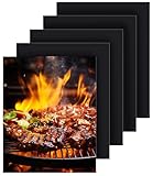 5er Set BBQ Grillmatte 50 x 40 cm, Teflon Grillmatten Premium Antihaft-Beschichtung, Wiederverwendbare Grillmatten für Gasgrill, Holzkohle & Backofen, Hitzebeständig bis 260°C, Zuschneidbar, PFOA-Frei