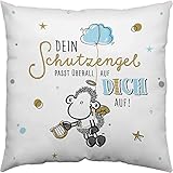 Sheepworld Kissen Motiv 'Schutzengel' | Zierkissen, Baumwolle, 40 cm x 40 cm | Kissen mit Spruch | 47241