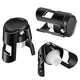 Ausyde Sektverschluss Sektflaschenverschluß flaschenverschluss Edelstahl Stopper für Champagner Vakuum Versiegelt für Weinflaschenverschluss Prosecco,Sekt Weinverschluss(3 Black Pack) (Matt-schwarz)