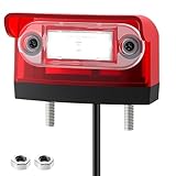 AUTOUTLET LED Kennzeichenbeleuchtung Anhänger, 12V-24V Nummernschildbeleuchtung IP67 Wasserdicht 6000K Kennzeichenleuchte Weiß Nummernschild Licht mit Dual E9-Zulassung für Auto Anhänger LKW Boot(Rot)