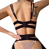 ZTIANEF lederDamen Sexy Cos Ultra Thin Mesh Deep V Erotische Dessous DREI-Punkt-Set, 1, XXXL