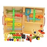 NAMOARLY Werkzeugkasten Für Kinder Rollenspiel-Toolbox Mini-werkzeugkasten Werkzeug-spielset Für Kinder Werkzeugkasten Vorgeben Simulations-Toolbox Für Kinder Bambus Hölzern Mutter