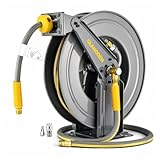 GLAHODEN Doppelarmiger einziehbarer Luftschlauchtrommel, 20M, Hybrid-Schlauchtrommel, robuster Stahl, professionelle Luftkompressor-Schlauchtrommel mit 1,5 m langem Kabel in max. 20 Bar