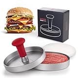 Blumtal Premium Burger-Presse mit Antihaftbeschichtung und Demontierbarem Griff - Inklusive 50 Blatt Packpapier, Robuste Aluminium-Konstruktion, Perfekt für BBQ und Grill-Fans