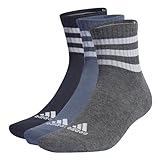 adidas Unisex 3-Stripes Cushioned Sportswear Mid-Cut Socks 3 Pairs, Legend Ink/Preloved Ink S24 / Dark Grey Heather, 6.5-8