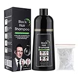 Shampoo Gegen Graue Haare, Black Hair Shampoo Damen, Langanhaltendes Haarfarbe Schwarz Shampoo Herren, Natürliche Inhaltsstoffe Tönungsshampoo zur Grauabdeckung, 400 ml