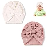 YANINEE 2PCS Baby Mütze Mädchen Turban, Babymütze Dehnbarkeit Weiche