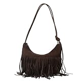 Vhersily 2025 Angebote - Damen Quaste Tasche Band Mattierter Samt Mode Fransen Tasche Umhängetasche Quaste Schultertaschen Handtaschen, Coffee, Einheitsgröße