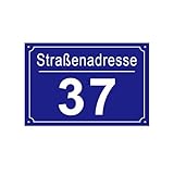 CQSXM Hausnummer mit Straßennamen und Nummer, Hausnummernschild aus Aluminiumlegierung - Anpassbare Nummer und Straßenname, Wetterfest (Blau)