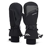Caracaleap Skihandschuhe Winterhandschuhe Handschuhe Herren Damen Winter Schnee Fäustlinge Wasserdicht Winter Handschuhe Schwarz M-L