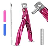 Upgade Acryl Nagelknipser Gelnägel Set, Tip Cutter mit Magnete Nagelfeile Stahl Push, Edelstahl Falsche Nagelknipser, Nagelknipser für Acrylnägel, Professionelle Nagelknipser für Home Nail Art