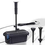 Biling 40 W Teichfilterpumpe mit Filter, All-in-One 660 GPH Teichpumpe Filter Einstellbares Wasserventil und Düsen, Unterwasser-Teichfilter, Reinigung von bis zu 4000 l Teich, Teichwasserfilterpumpen