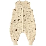 Looxii Schlafsack Baby mit füßen 1.0 Tog Baumwolle BabySchlafsack Herbst Ganzjahres Schlafsack mit Beinen für Kinder 18-36 Monate Jungen Mädchen 80 cm
