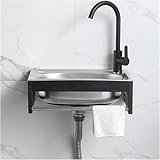 Edelstahl-spüle, Wandhalterung, Handwaschbecken, Gewerbespüle Mit Wasserhahn Und Entwässerungsset, Bauernhaus-küche, Vorbereitungswaschbecken, Wäschespüle, Bauernhof, 38x32CMx16CM