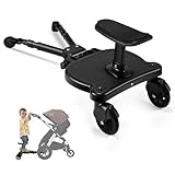 ENERHUB Buggy Board mit Sitz, Buggy Board für alle Kinderwagen, Trittbrett Mitfahrbrett universal, Kiddy Board für Kinder von 2-6 Jahren, Bearing 25KG (Schwarz)